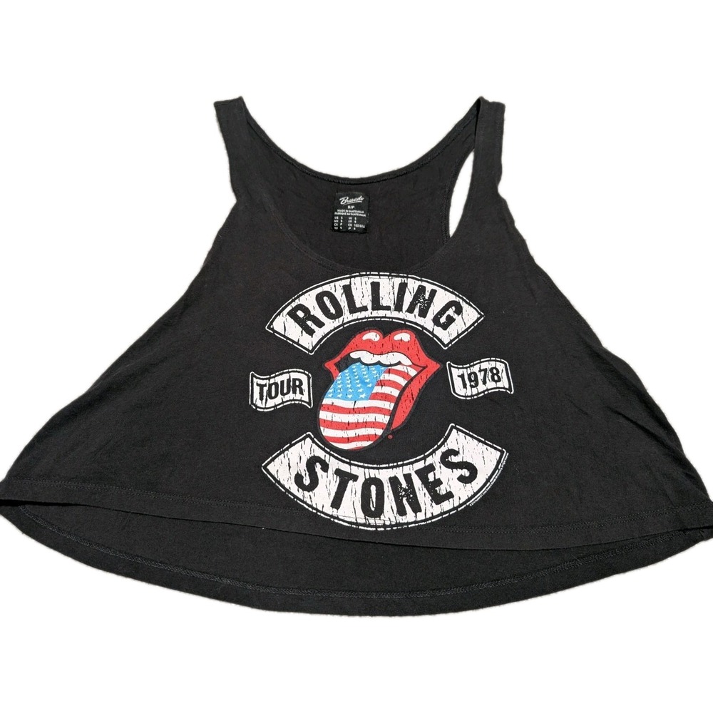Rolling‎ Stones Tank Top S graphic Tongue Sleeveless Boyfriend Crop  Band